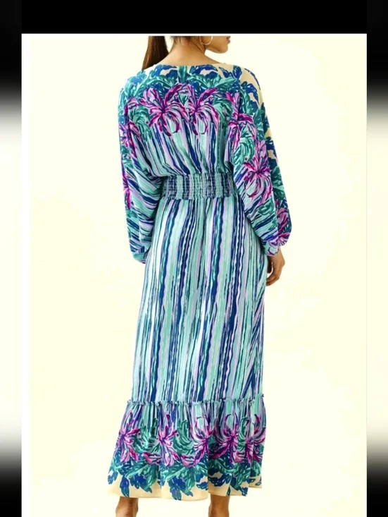 Lilly Pulitzer Alisha Midi Dress Shake Your Palm Palms 🌴 SIze S - Picture 3 of 8